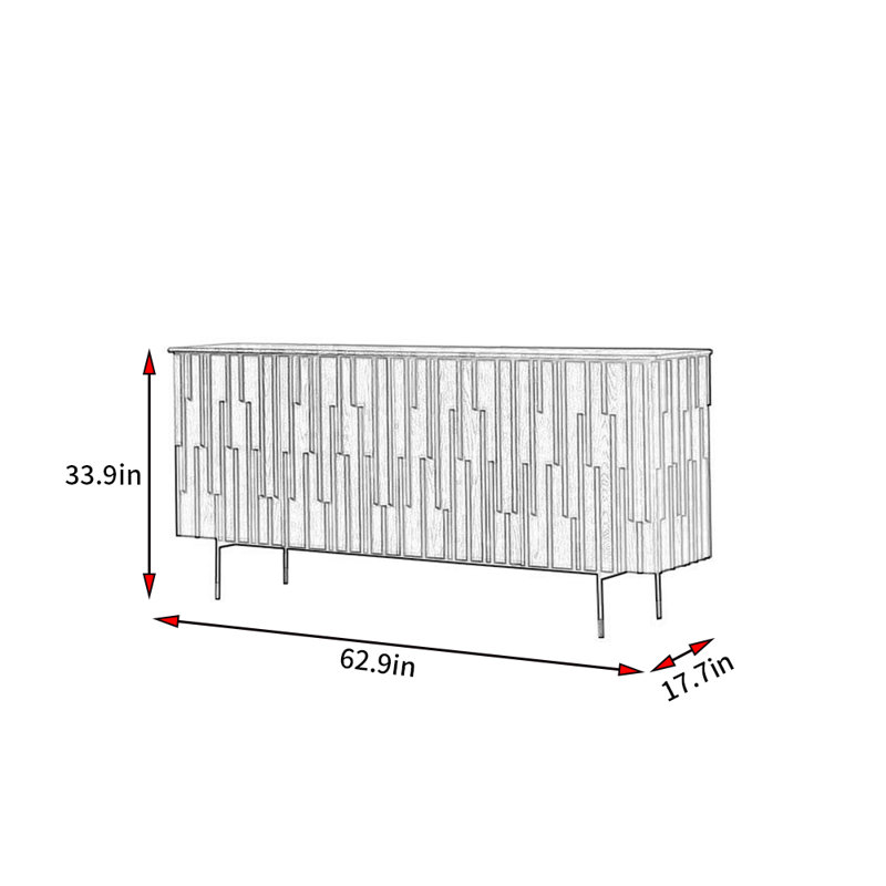 Buffet de style moderne et minimaliste, 33,9 po H x 62,9 po L x 17,7 po P