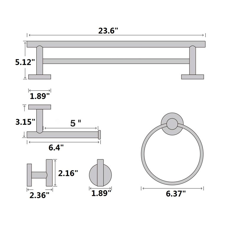 5 - Piece Bathroom Hardware Set, Brushed Nickel