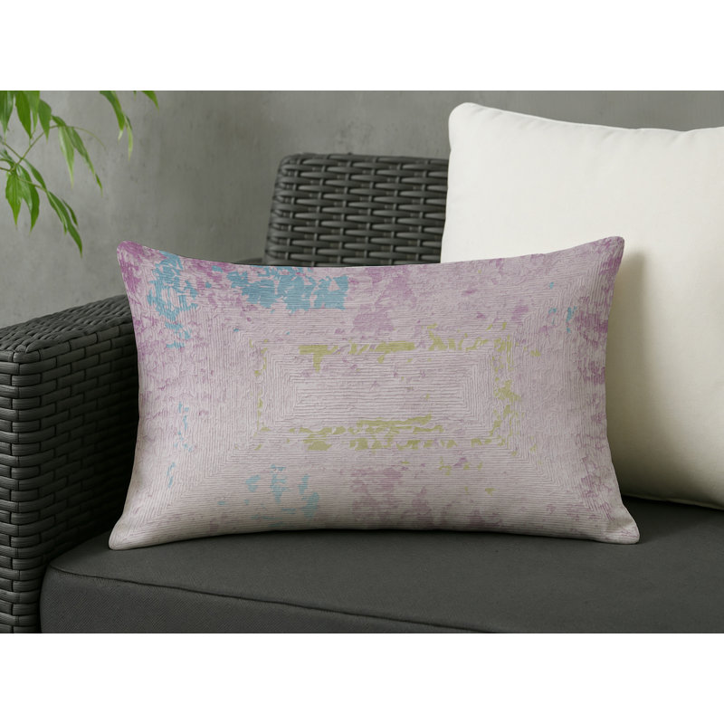 Coussin décoratif intérieur et extérieur Modern, Beige abstrait 46, Rectangle H 14 po x l 20 po