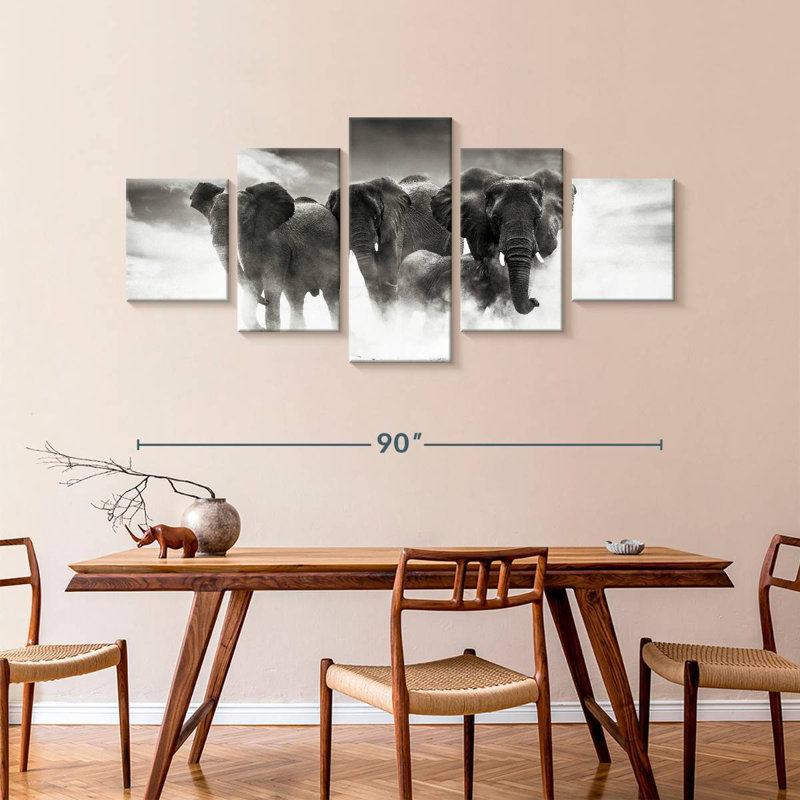 Éléphants du parc Brampt Etosha, H 42 po x l 92 po