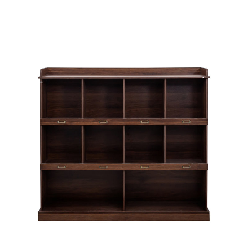 Bibliothèque à 10 tablettes dans une magnifique teinte noyer - Présentez et rangez vos livres, photos et objets de collection.