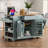Fluted Kitchen Island With Trash Can Storage Cabinet, Power Outlet, Internal Storage Rack, Rolling Kitchen Islands On 5 Wheels With 3 Drawer, 3 Open Side Racks For 10 Gallon Garbage Bin-1023820523