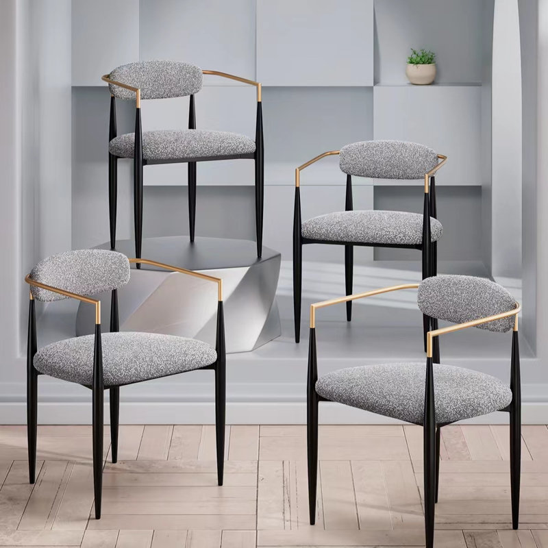 Chaises de salle à manger rembourrées Boucle, Gris