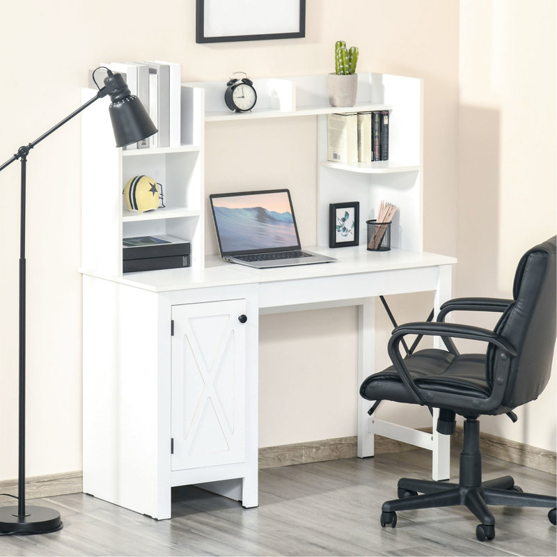 Bureau blanc avec touche, armoire et rangement pour bureau à domicile