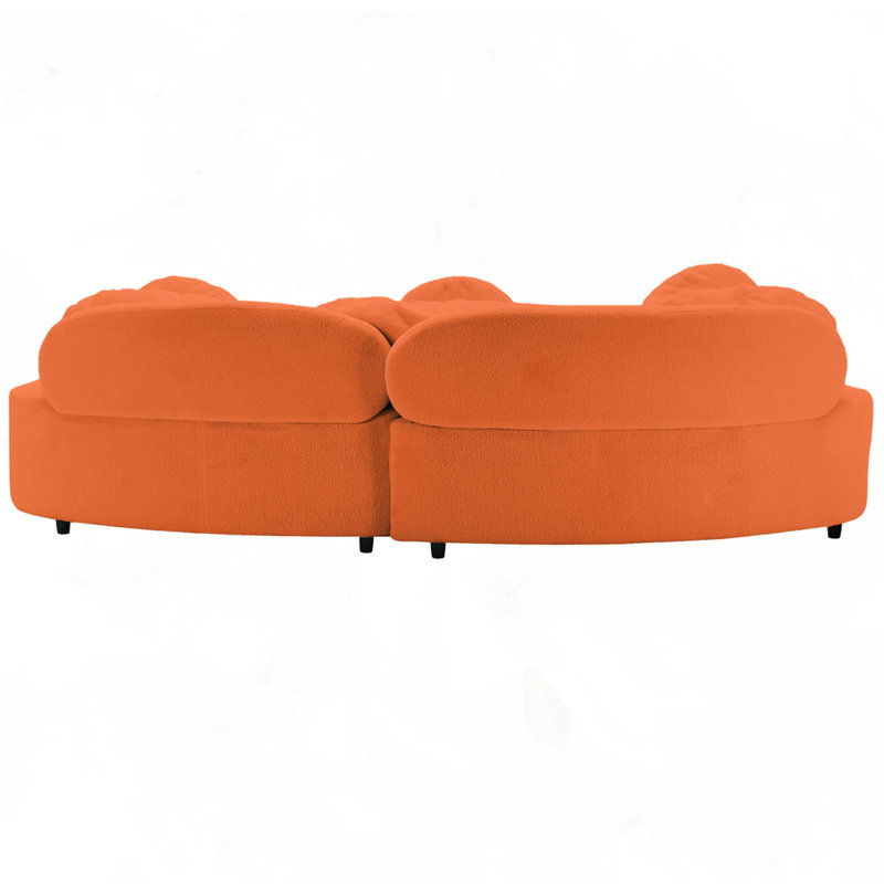 103.5" Modern Living Room Sofa, Orange Lamb Velvet Fabric