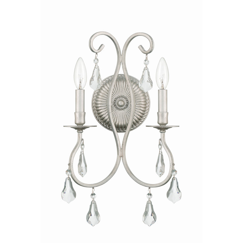 Archivaldo 2 - Light Dimmable Candle Wall Light, Clear Majestic Wood Polished, Old Silver