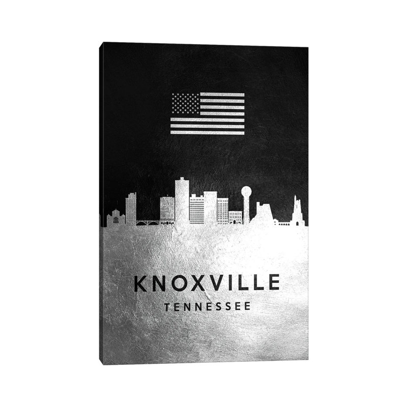 Knoxville Tennessee Silver Skyline 1 Piece Wrapped Canvas Wall Art, 20.32 cm H x 30.48 cm W