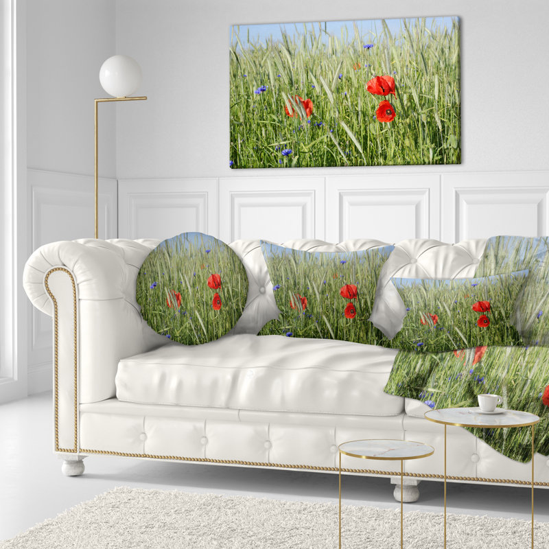 Coussin lombaire imprimé avec coquelicots
