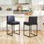 Ensemble de 2 tabourets de bar à hauteur de comptoir de 26 po avec base en métal et en cuir PU blanc mat-870803934-848678608
