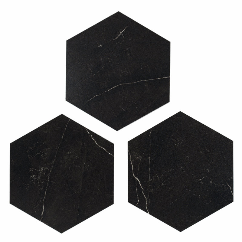 Plancher de vinyle à peler et coller BaseMore HEX 12 mil x l 5,75 po, Marbre noir