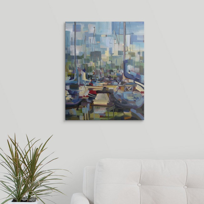«Morland Morning Boat» par Brooke Borcherding, reproduction d'art, H 48 po x l 38 po x P 1,5 po, Toile