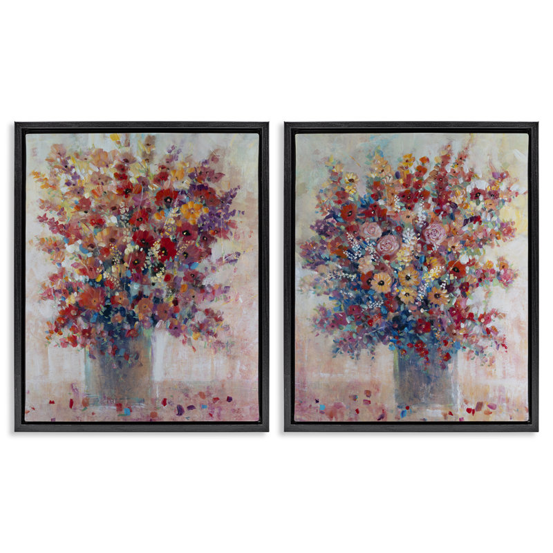 Ensemble de 2 toiles flottantes Bright & Bold Flower Expressions, design par Tim Ottoole, H 31 po x l 25 po