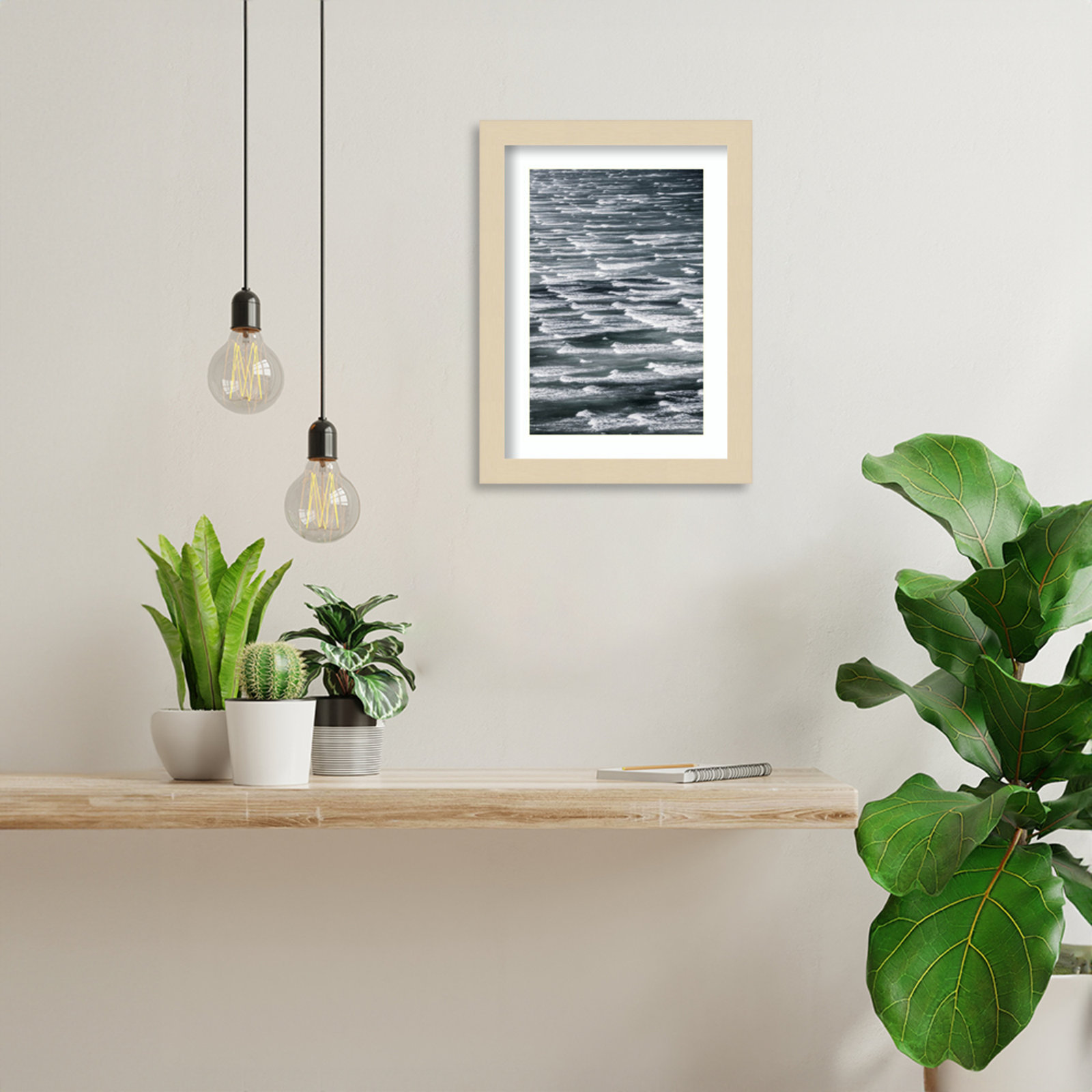 Daisey "Infinite Waves 02" Print, Brown Framed, 13" H x 10" W