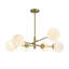 39" Mid-Century Modern 6 - Light Sputnik Sphere Milk Glass Chandelier