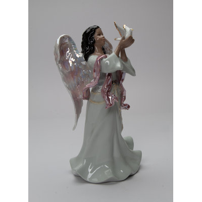 Figurine de boîte à musique ange afro-américain avec colombe