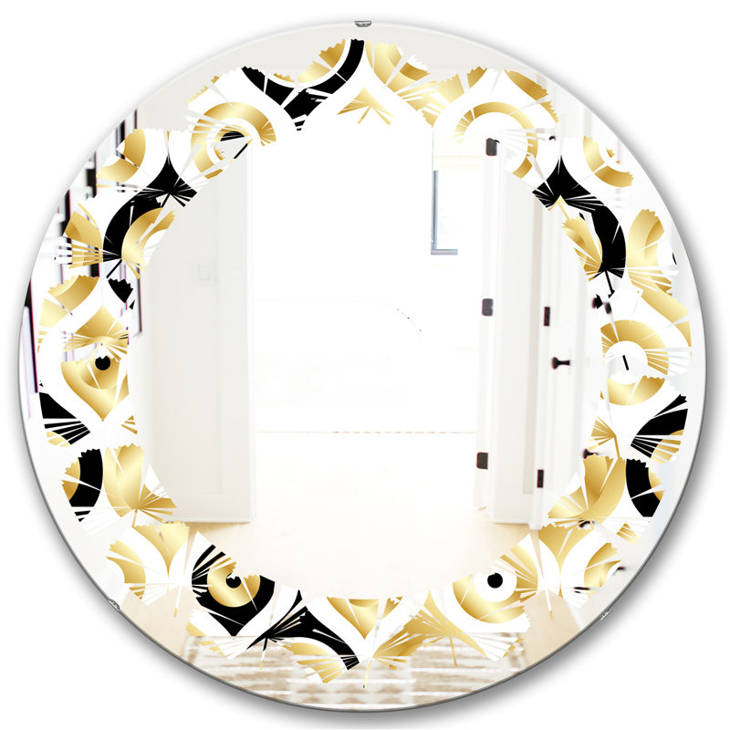 Miroir mural sans cadre glam leaves art déco de luxe, H 23,6 po x l 23,6 po