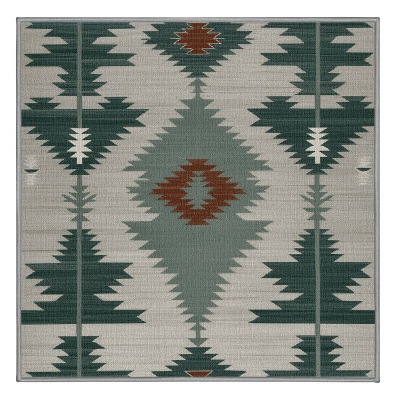 Washable Sagebrush Southwestern Area Rug, Square 4'