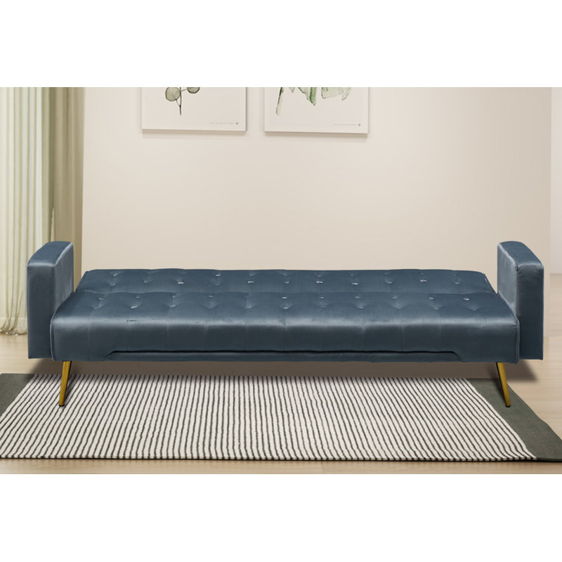 Canapé en velours à accoudoirs carrés de 74 po Verdeen, Velours gris