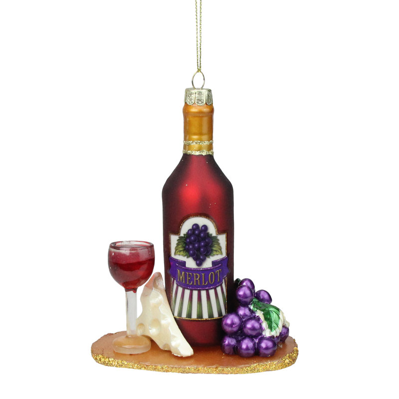 Ornement en verre de Noël 5 bouteilles «Red» Merlot