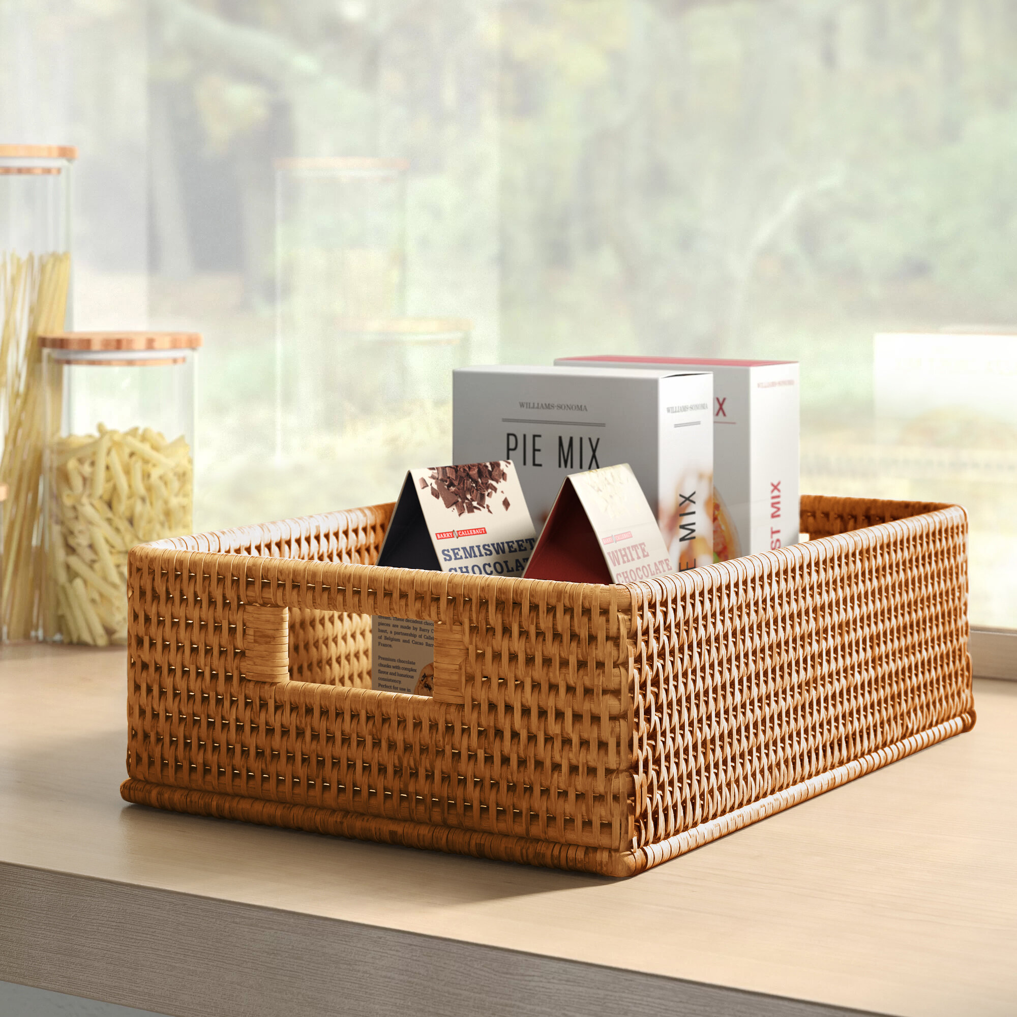 Artifacts Rattan™ Rectangular Serving Tray With High Handles