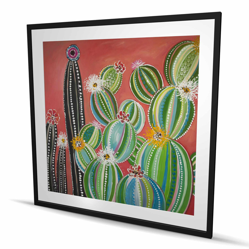Cactus arc-en-ciel - imprimé floral vert mat pour la décoration, H 48 po x l 48 po