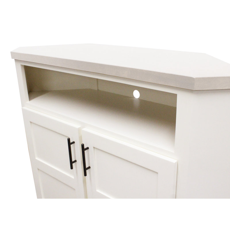 Meuble télé de coin Poplar Gala, H 40,5 po x L 50 po x l 17 po, Blanc doux