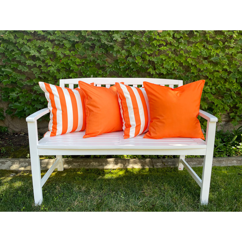Solid and Stripe Outdoor Accent Pillow Cover Set, Orange Tiger