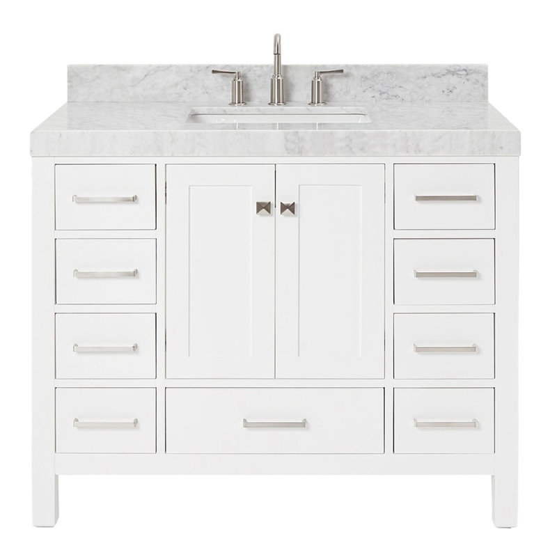 Meuble-lavabo simple 42 po Cambridge, Nickel brossé, Blanc
