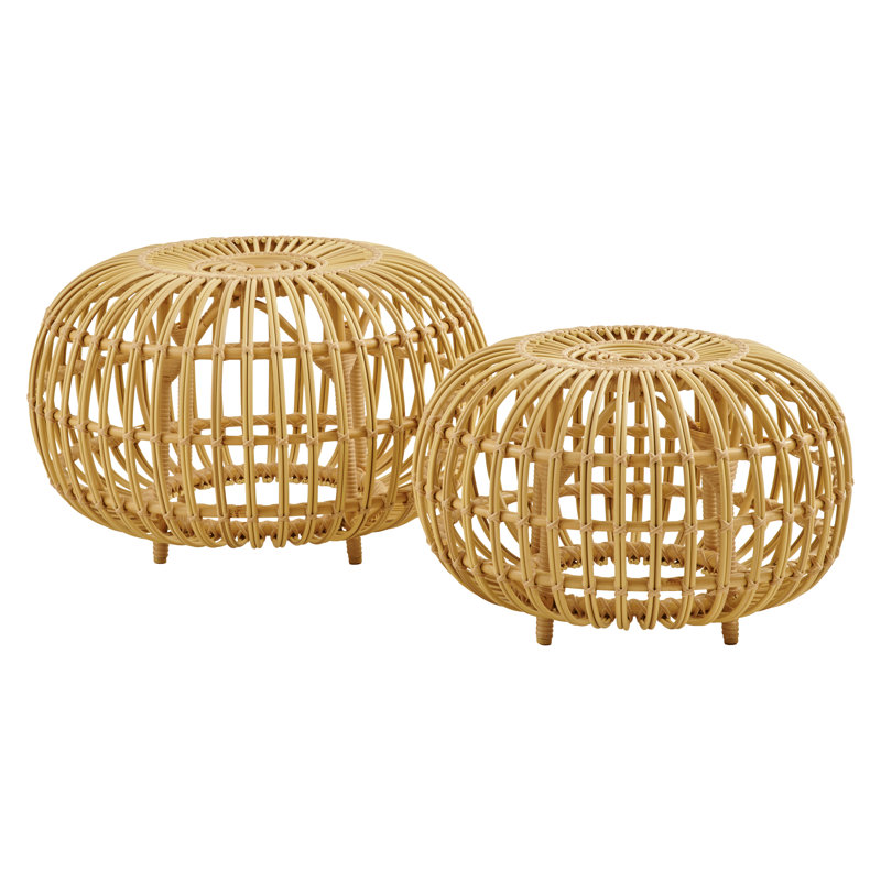 Franco Albini Small Rattan Ottoman, Exterior Natural