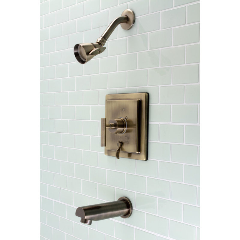 Kingston Brass Manhattan Single-Handle Pressure Balanced Tub and Shower Faucet, Antique Brass