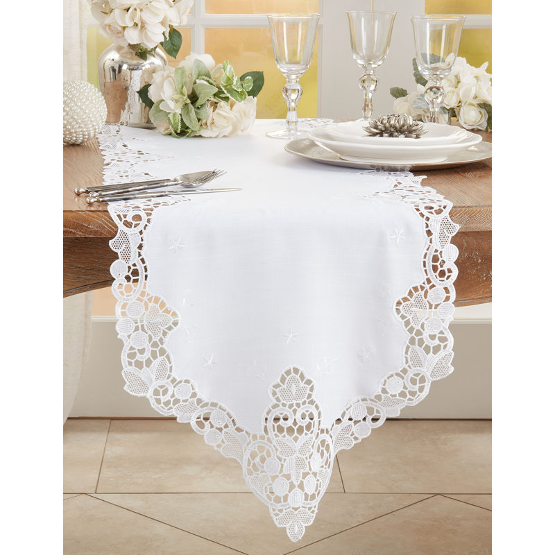Runner_Lace Design Dining Table Runner, White