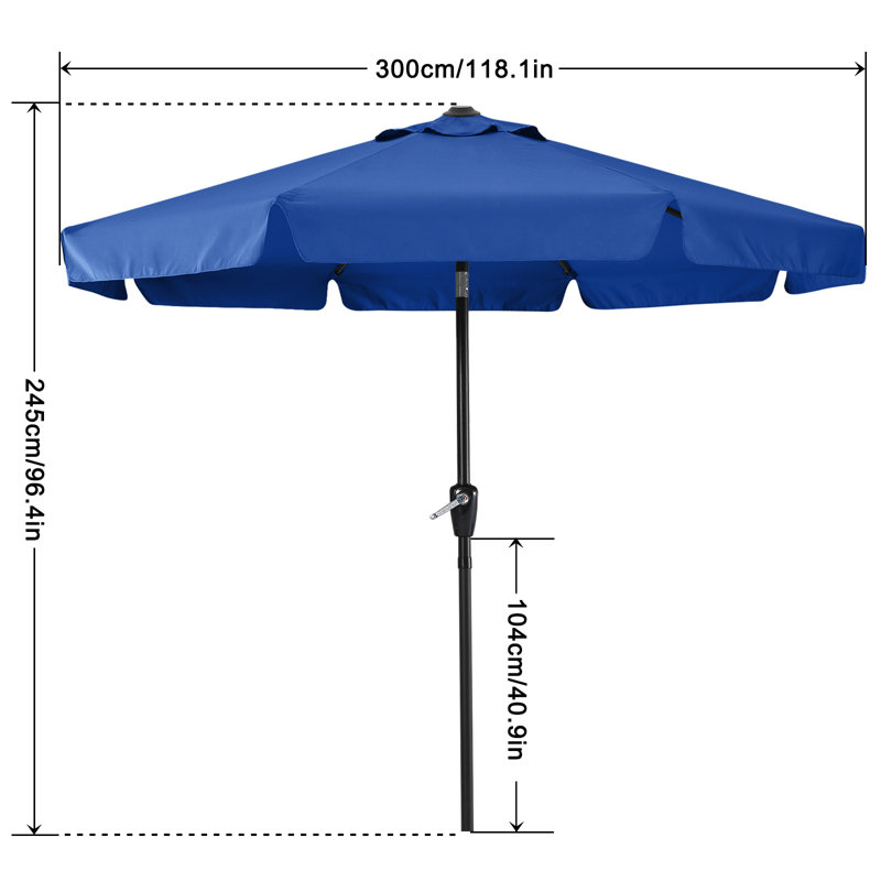 Parasol de marché 9 pi Hobert, Bleu, H 96,4 po x l 118 po x P 118 po