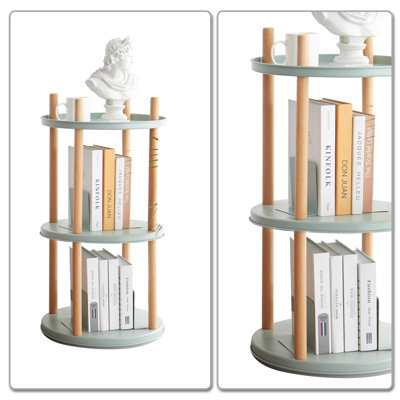 Bibliothèque standard en bois massif Gregory H 32,86 po x l 16,68 po avec panneaux de rangement arrondis