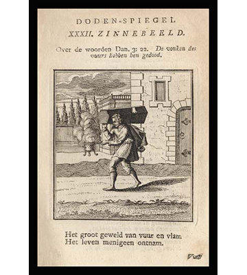 Man with Small Coffin Framed Vintage Advertisement
