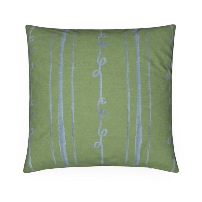 Sister Stripe Square Pillow Cover & Insert, 22"H x 22"W, Green/Watercolor Blue Striped
