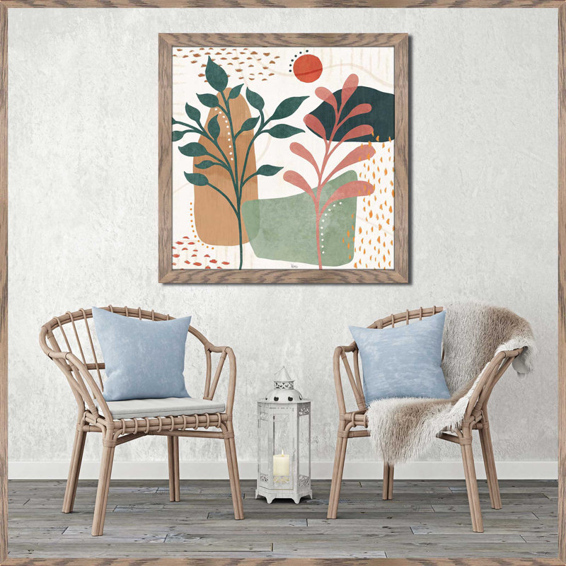 «Abstract Blossom III (Square)» par Véronique Charron, reproduction, H 25 po x l 25 po x P 1 po, Cadre taupe délavé