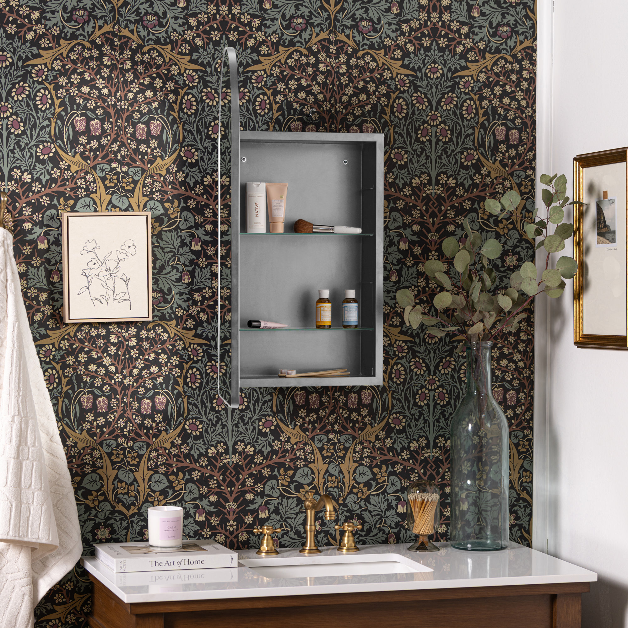 Colca Arched Medicine Cabinet, Recess Mount, Sliver