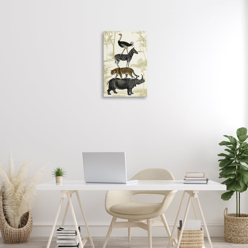Toile de la tour des animaux de safari, design par Victoria Barnes, H 24 po x l 16 po