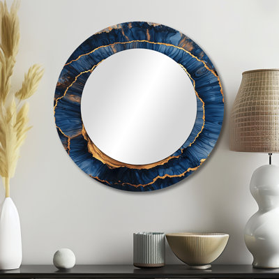 Cristal turquoise et glissade de bois spirale I - décoration murale miroir de cristaux - imprimé sur métal