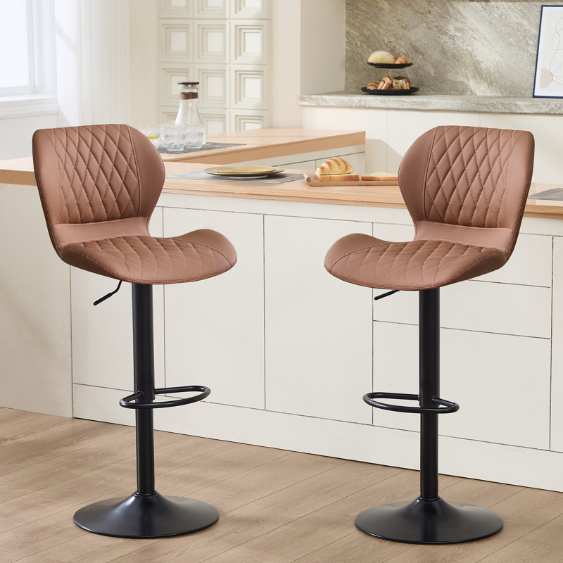 Tyrel Swivel Adjustable Height Bar Stool, Rusty Brown