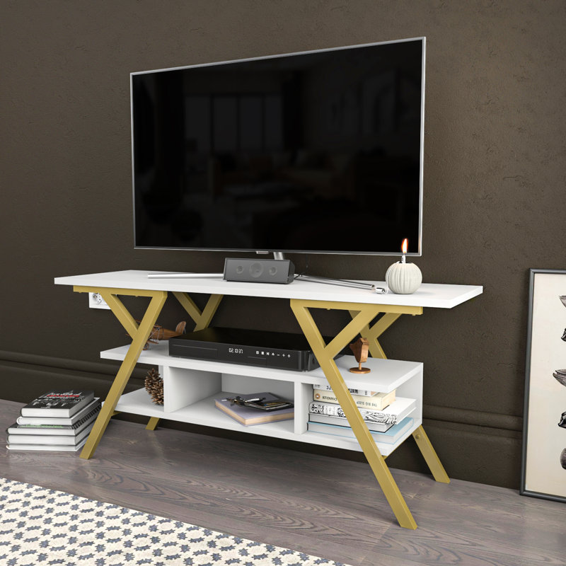 Airalyn TV Stand for TVs up to 50", Gold/White