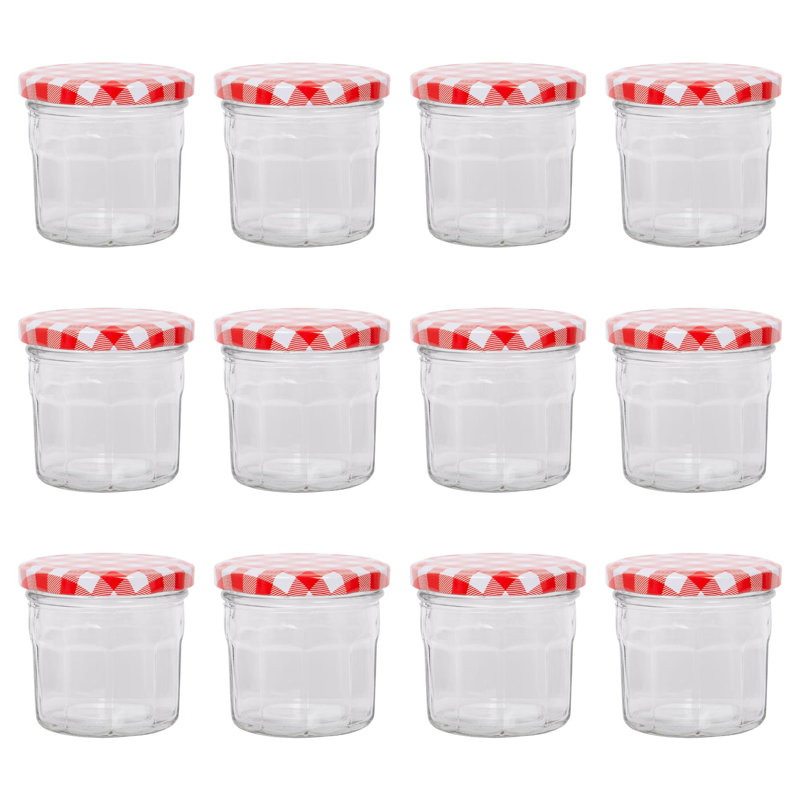 Glass Jar - Set of 24, 130ml, Red Gingham