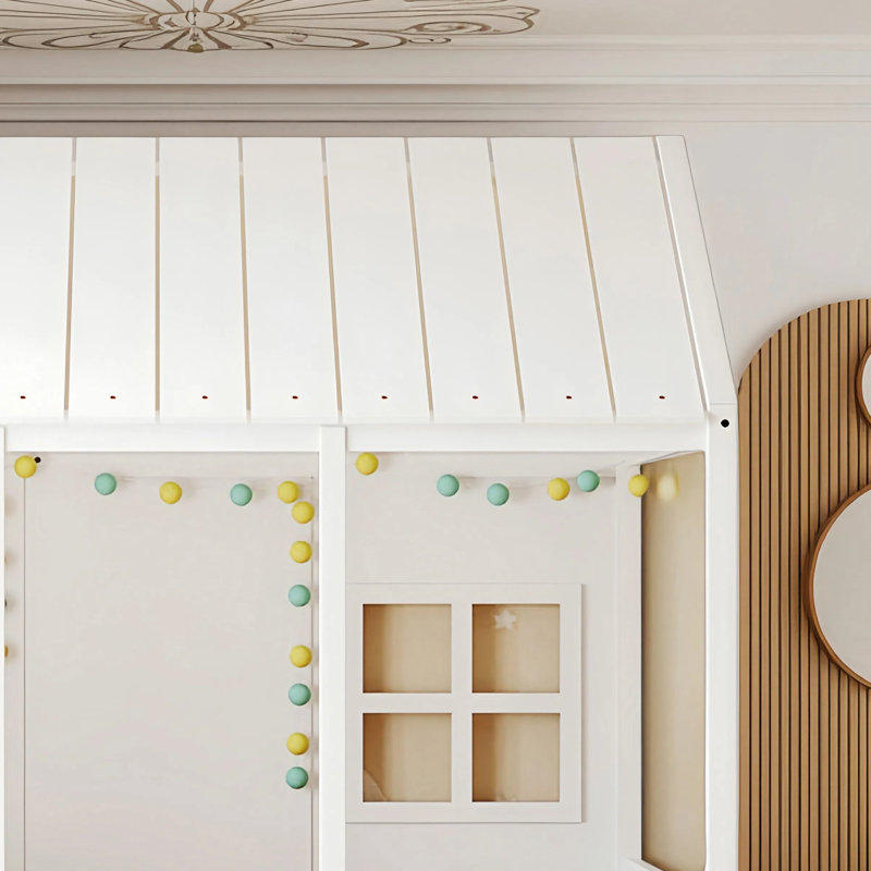 Kids Bed Cottage Style Playhouse Platform Bed With Trundle, Full