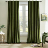 Ike Velvet 100% Blackout Curtains , Back Tab Hooks Drapes,Room Darking Thermal Insulated Drapes(Set of 2,With Hooks)