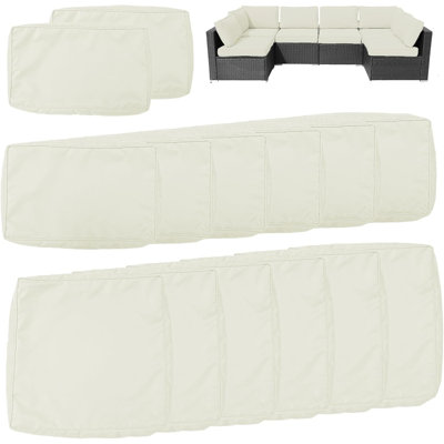 14 housses de coussin de patio en osier pour l'extérieur seulement 14 pièces, 6 housses de coussin de siège, 6 housses de dossier, 2 housses d'accoudoirs, housses de coussin de remplacement en polyester imperméables, lavables à la machine, aucune housse de coussin en mousse incluse (25,6 x 25,6 x 3,9 po)