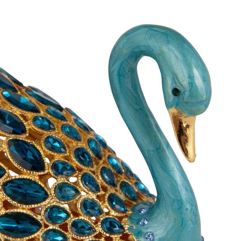 Boîte à bijoux en métal émaillé Swan