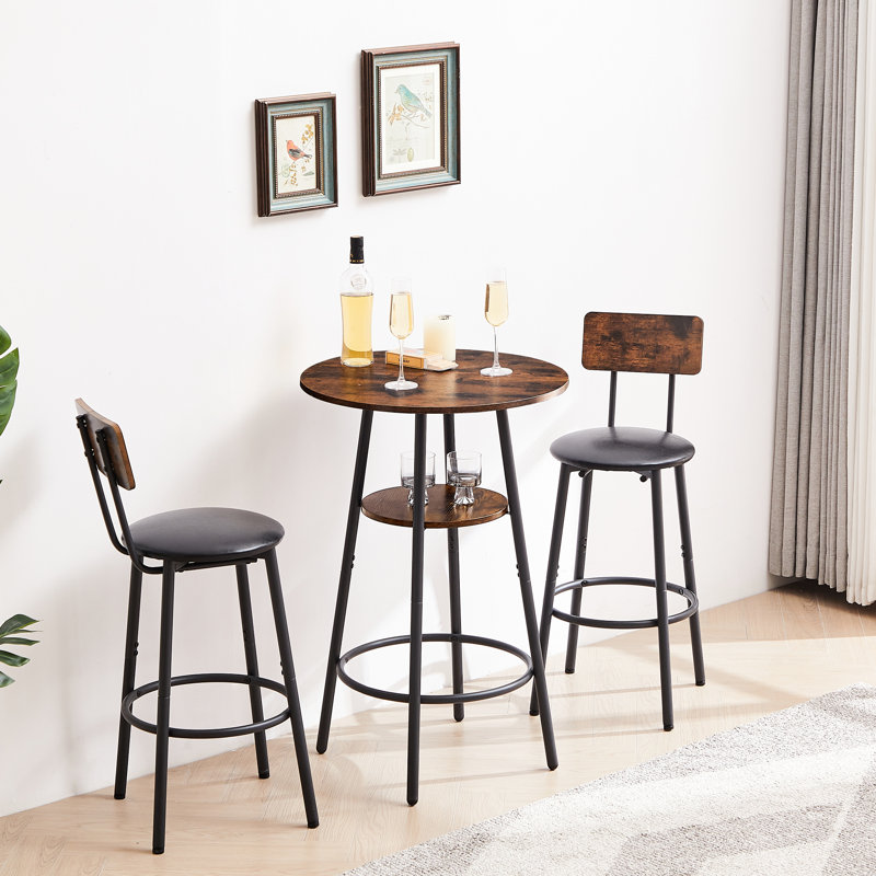 Mobilier de bar rustique brun - Tabourets de 59,4 cm de profondeur avec assise incurvée en panneaux de particules