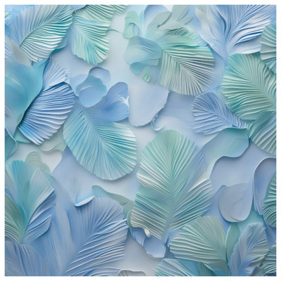 Textured Blue Green Leaves Comforter