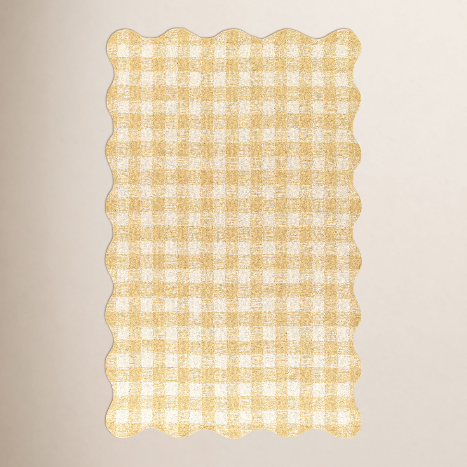 Lola Yellow Hand-Tufted Plaid Wool Rug, Rectangle 2' x 3'