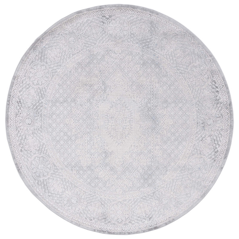 Tapis gris / gris clair Kulig 220, Rond 6 pi 7 po